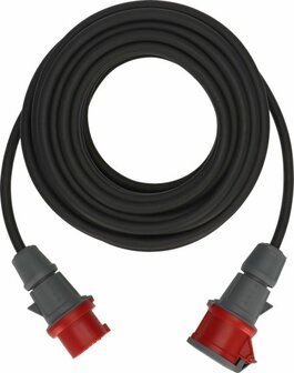 cordon prolongateur IP44 25m noir H07RN-F 5G2,5 pentapolaire 400V 16A