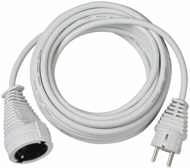 Cordon prolongateur en plastique de qualite 5m blanc H05VV-F 3G1,5