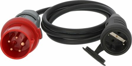 Adaptateur CEE IP44 1,5m noir H07RN-F 3G1,5 Fiche male CEE 400V 16A