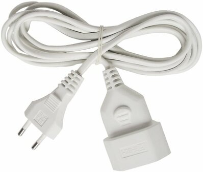 Cordon prolongateur en plastique 5m blanc H03VVH2-F 2x0,75
