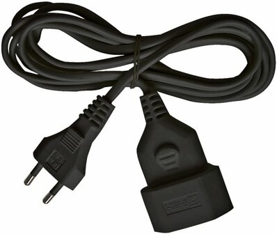 Cordon prolongateur en plastique 5m noir H03VVH2-F 2x0,75