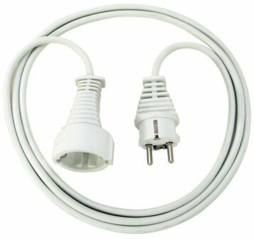 Cordon prolongateur en plastique de qualite 2m blanc H05VV-F 3G1,5