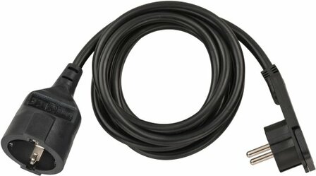 Cordon prolongateur avec une fiche plate 2m H05VV-F3G1,5 noir