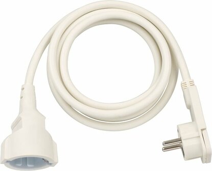 Cordon prolongateur avec une fiche plate 2m H05VV-F3G1,5 blanc