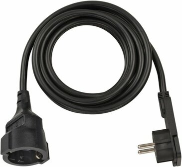 Cordon prolongateur avec une fiche plate 3m H05VV-F3G1,5 noir