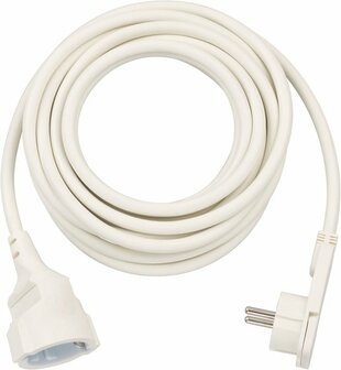 Cordon prolongateur avec une fiche plate 5m H05VV-F3G1,5 blanc