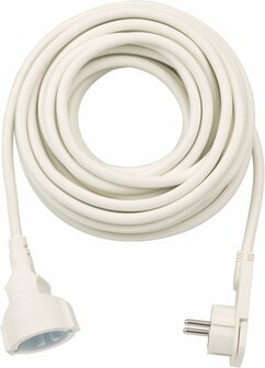 Cordon prolongateur avec une fiche plate 10m H05VV-F3G1,5 blanc