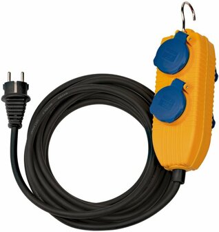 Cordon prolongateur pour chantier IP54 avec Powerblock 5m noir H07RN-F 3G1,5