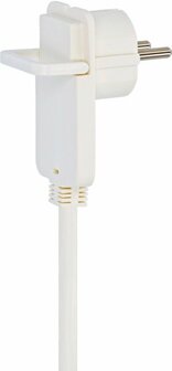 Rallonge en plastique de qualite&nbsp;10m H05VV-F 3G1,5 blanc avec connecteur plat et double prise