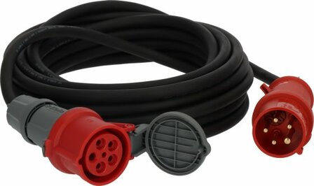 Rallonge CEE IP44 avec inverseur de phase 25m noir H07RN-F 5G2,5 CEE 400V 16A