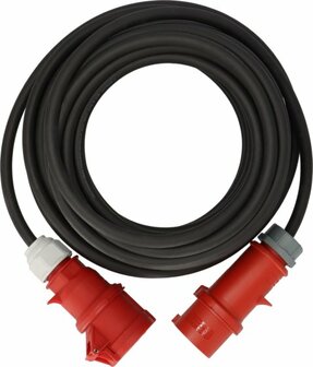 Rallonge CEE IP44 avec inverseur de phase 25m noir H07RN-F 5G4,0 CEE 400V 32A