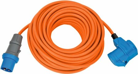 Cordon prolongateur CEE IP44 pour le camping maritime 25m orange H07RN-F 3G2,5 prise CEE, couplage angulaire 230V 16A