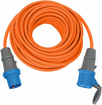 Cable d&#039;extension CEE IP44 pour le camping maritime 25m H07RN-F 3G2,5 orange Prise CEE 230V 16A et couplage