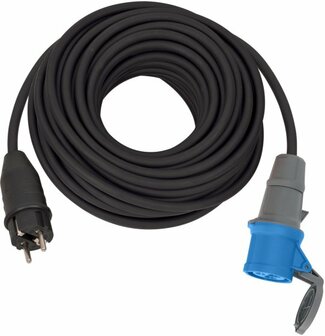Cordon adaptateur CEE 230V IP44 25m H07RN-F 3G2,5 CEE 230V 16A fiche a contact de protection et prise CEE