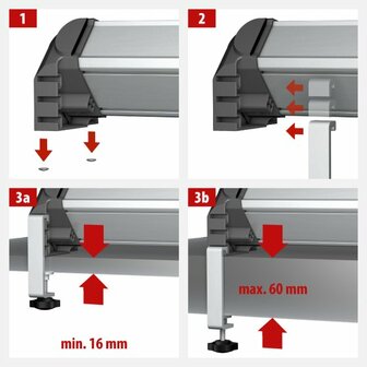Pinces de table avec vis de blocage pour blocs multiprises Alu-Office-Line
