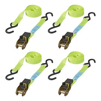 Sangle d&#039;arrimage avec tendeur a cliquet + 2 crochets 5 metres - jeu de 4 pieces