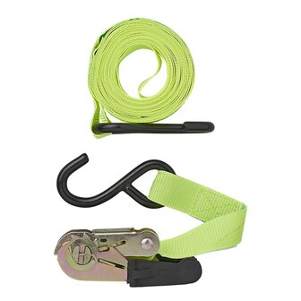 Sangle d&#039;arrimage avec tendeur a cliquet + 2 crochets 5 metres - jeu de 4 pieces