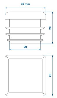 Embout 25x25mm x10 stuks