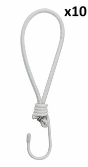 Tendeur elastique blanc avec crochet x10 pieces
