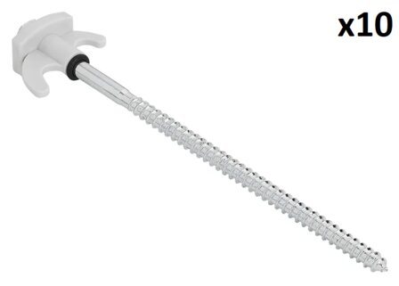 Piquet de tente 20 cm en metal a visser avec crochet en plastique x10 pieces