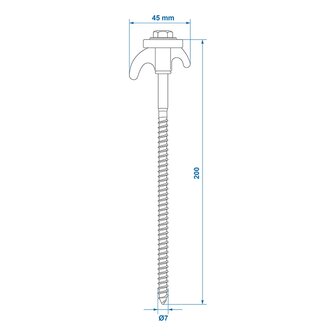 Piquet de tente 20 cm en metal a visser avec crochet en plastique x10 pieces
