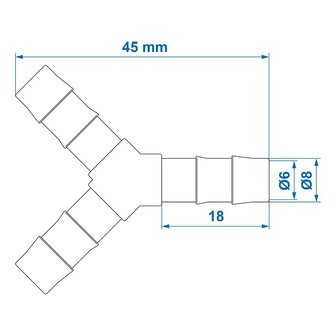 Raccord en Y pour tuyau 8 mm x10 pieces