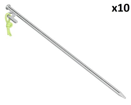 Piquet de tente 40 cm en acier galvanise avec crochet en P Heavy Duty x10 pieces