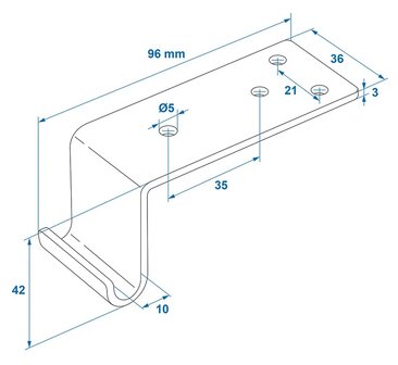 Contre-piece coudee pour fermeture a levier x5 pieces