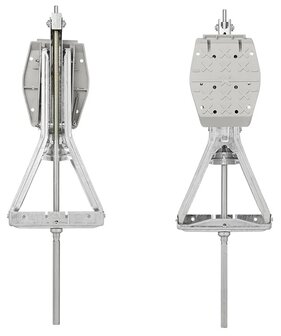 Bequille d&rsquo;angle caravane 1000 kg 605 x 280 mm H : 470 mm avec pied de stabilisation et mecanisme de vissage prolonge