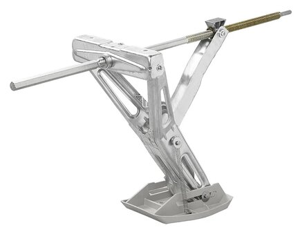 Bequille d&rsquo;angle caravane 1000 kg 605 x 280 mm H : 470 mm avec pied de stabilisation et mecanisme de vissage prolonge