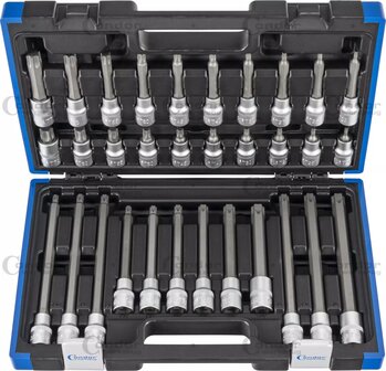 Jeu d&rsquo;embouts pour cle a douille 1/2&quot; profil TP (pour Torx Plus) T20 - T70, 32 pieces
