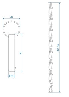 Goupille de verrouillage avec chaine diametre 14,3 mm
