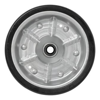Bande de roue jockey avec grande jante metallique et pneu en caoutchouc 220 x 65 mm, 500 kg