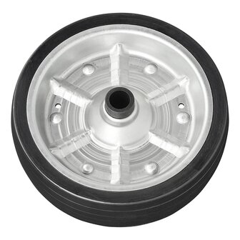 Bande de roue jockey avec grande jante metallique et pneu en caoutchouc 220 x 65 mm, 500 kg
