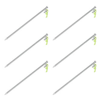 Piquet de roche 40 cm en acier galvanise avec crochet en P Heavy Duty &ndash; set de 6 pieces