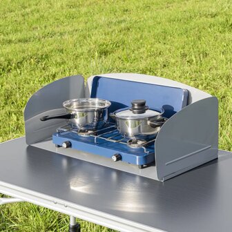 Paravent de cuisson 3 pieces en acier pliable avec plaque de base 63 x 30,5 x 25 cm