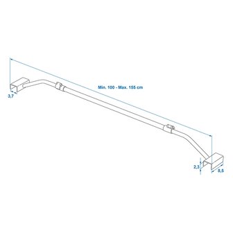 Arceau en metal extensible 100-155 cm pour bache de remorque