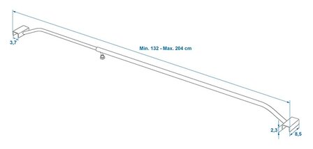 Support de bache en aluminium, extensible, 132-204 cm, pour bache de remorque