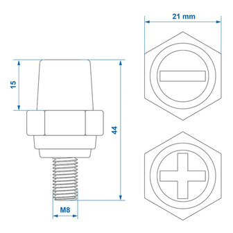Jeu de bornes de batterie vissables (+) et (-) en zinc M8