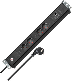 Multiprise 2 prises noire 3 m H05VV-F 3G1,5 format 19