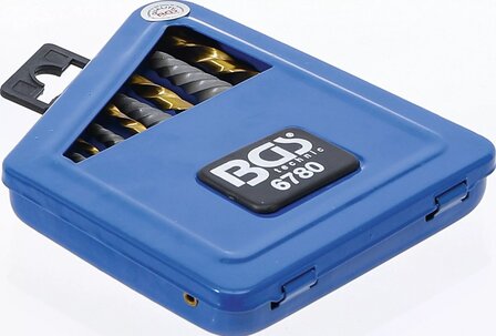 Jeu dextracteurs de vis &amp; forets a gauche HSS traitement au nitrure de titane 2 - 7,5 mm 10 pieces