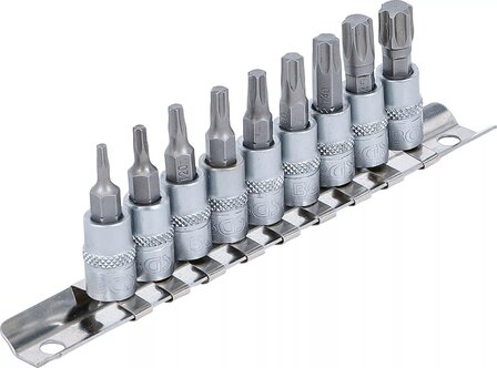 Jeu de douilles a embouts (1/4) Profil T (pour Torx) T10 - T50 9 pieces
