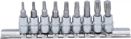 Jeu de douilles a embouts (1/4) Profil T (pour Torx) T10 - T50 9 pieces