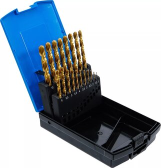 Jeu de forets HSS-G traitement au nitrure de titane 1 - 10 mm 19 pieces