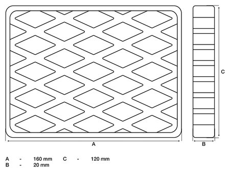 Tampon en caoutchouc pour pont elevateur 160 x 120 x 20 mm