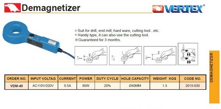 Demagnetiseur diametre 40 mm