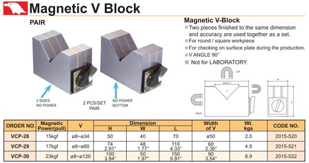 Bloc en V magnetique 8 mm - 120 mm