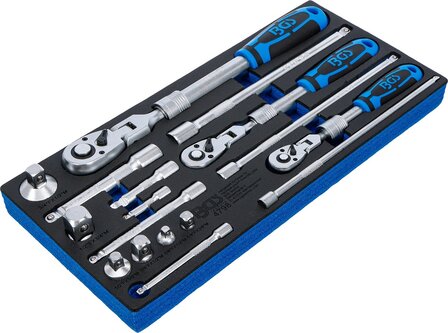 Jeu de cliquets extensible reversible (1/4) - (3/8) - (1/2) 17 pieces