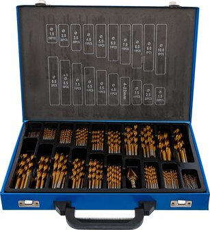 Jeu de forets a etages HSS traitement au nitrure de titane 1 - 10 mm 231 pieces