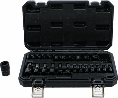 Jeu de douilles a embouts / de cle a douille (1/4), (3/8), (1/2) Profil E/profil T (pour Torx)/Profil E 25 pieces